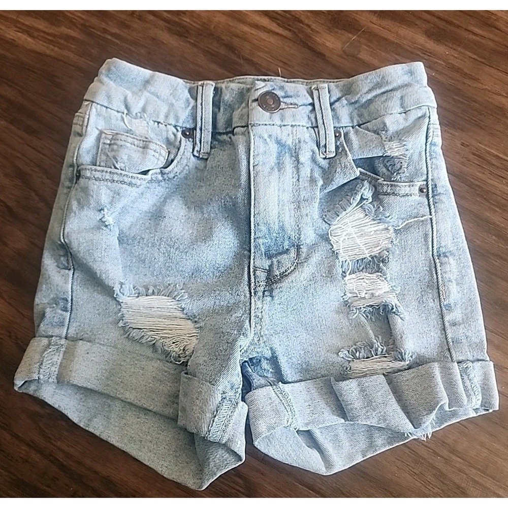 Rue 21 Size 0 blue Distressed Hemmed Stretchy Jean Shorts Women's Juniors